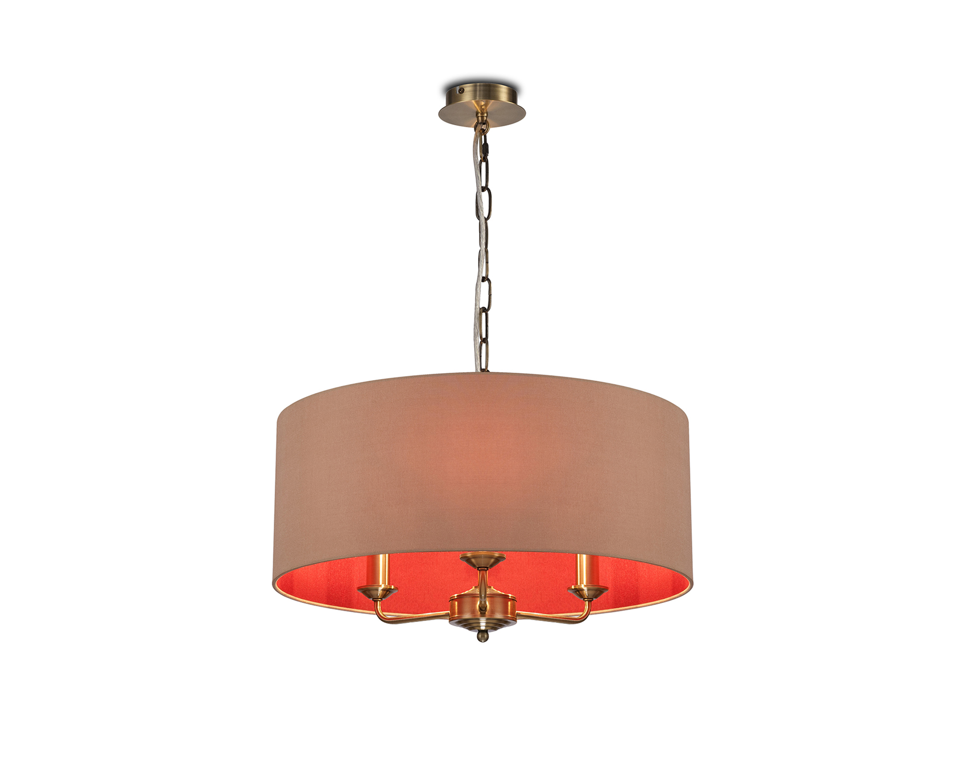 DK0045  Banyan 50cm 3 Light Pendant Antique Brass; Antique Gold/Ruby